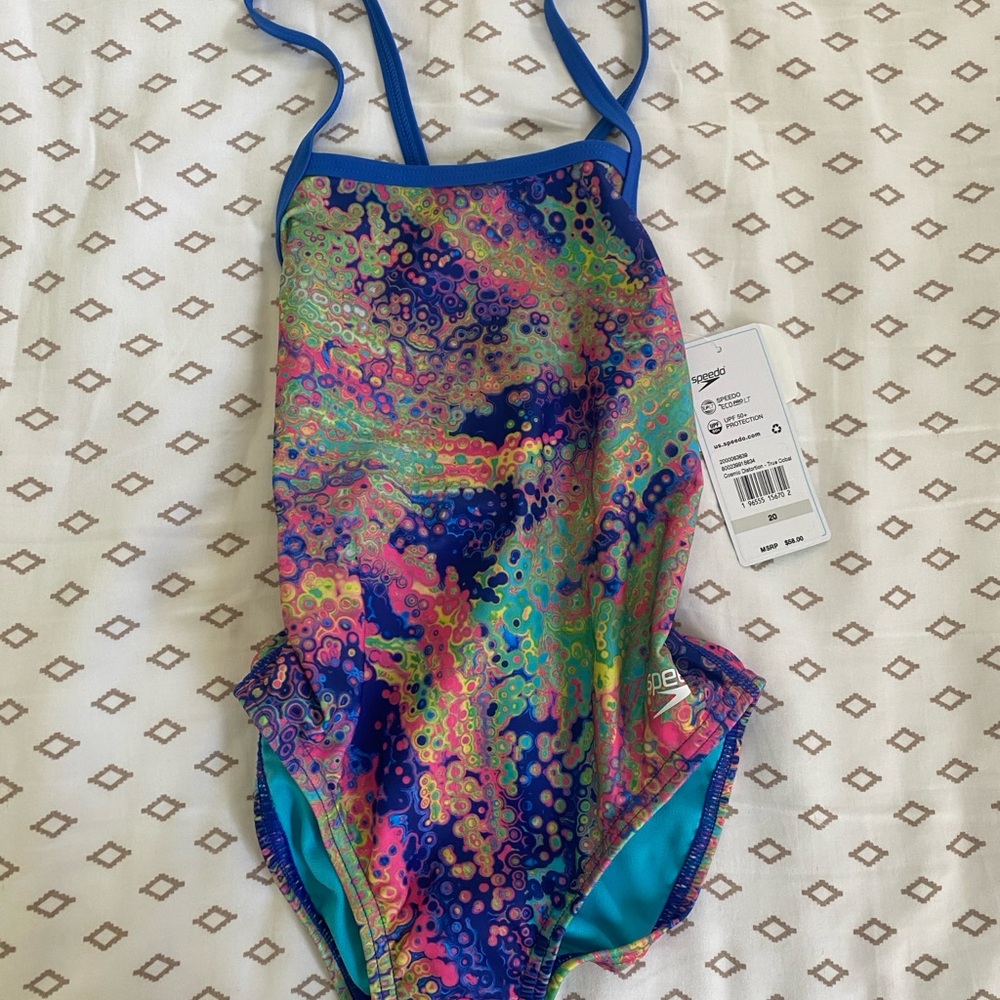 Speedo Girl’s Cosmic Distortion Double Cross-back Swimsuit